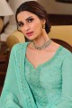 Teal  Embroidered Pakistani Suit in Chiffon