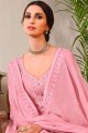 Pakistani Suit in Pink Chiffon with Embroidered