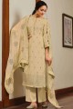 Beige Silk Embroidered Palazzo Suit with Dupatta