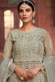 Embroidered Net Grey Pakistani Suit with Dupatta