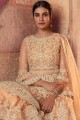 Peach Pakistani Suit in Net with Embroidered