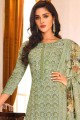 Embroidered Palazzo Suit in Green Muslin