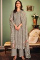 Embroidered Palazzo Suit in Grey Muslin