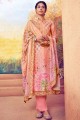 Contemporary Pink Palazzo Suits with Embroidered Muslin