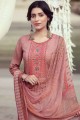 Pink Embroidered Pashmina Palazzo Suit