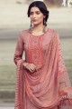 Pink Embroidered Pashmina Palazzo Suit