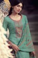 Teal  Pashmina Embroidered Palazzo Suit with Dupatta
