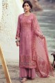 Pink Palazzo Suit in Embroidered Pashmina