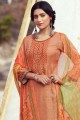 Peach Color Pashmina Palazzo Suit with Embroidered