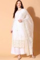 Embroidered Palazzo Suit in Off white Net