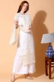 Embroidered Palazzo Suit in Off white Net