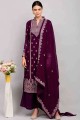 Embroidered Georgette Palazzo Suit in Purple with Dupatta