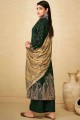 Green Velvet Palazzo Suit with Printed