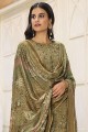 Viscose and muslin Green Eid Palazzo Suit in Printed