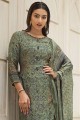Printed Viscose and muslin Green Eid Palazzo Suit with Dupatta