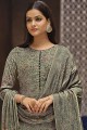 Viscose and muslin Printed Grey Eid Palazzo Suit with Dupatta