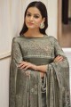 Viscose and muslin Printed Grey Eid Palazzo Suit with Dupatta