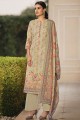 Beige Eid Palazzo Suit in Cotton with Printed