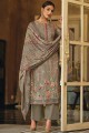 Grey Eid Palazzo Suit in Printed Cotton