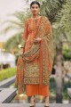 Orange Eid Palazzo Suit in Cotton with Printed