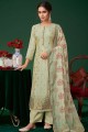 Jacquard silk Printed Green Eid Palazzo Suit with Dupatta