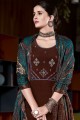 Crepe Eid Palazzo Suit in Brown with Embroidered