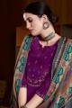Purple Eid Palazzo Suit with Embroidered Crepe