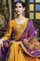 Yellow Eid Palazzo Suit with Sequins Jacquard silk