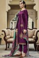 Wine  Eid Palazzo Suit in Sequins Jacquard silk