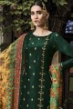 Jacquard silk Sequins Green Eid Palazzo Suit with Dupatta