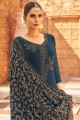 Georgette Crystal Grey Eid Palazzo Suit with Dupatta