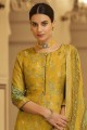 Viscose and jacquard silk Eid Palazzo Suit with Digital print in Yellow