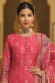 Magenta Eid Palazzo Suit in Viscose and jacquard silk with Digital print