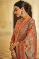 Viscose and jacquard silk Eid Palazzo Suit with Digital print in Orange