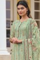 Eid Palazzo Suit in Green Jam satin with Digital print