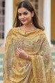 Yellow Jam satin Digital print Eid Palazzo Suit with Dupatta