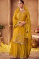Mirror Eid Palazzo Suit in Yellow Chinon chiffon