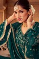 Eid Palazzo Suit in Green Chinon chiffon with Mirror