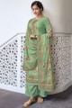Digital print Eid Palazzo Suit in Green Georgette