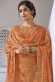 Georgette Eid Palazzo Suit with Digital print in Orange