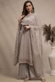 Eid Palazzo Suit in Grey Georgette with Thread