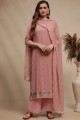 Thread Georgette Eid Palazzo Suit in Pink with Dupatta