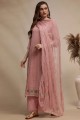 Thread Georgette Eid Palazzo Suit in Pink with Dupatta