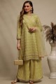 Georgette Eid Palazzo Suit with Lace in Green
