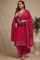 Magenta Eid Palazzo Suit in Georgette with Thread