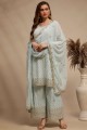 Sky blue Sequins Eid Palazzo Suit in Georgette