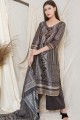 Silk Palazzo Suit in Black with Digital print
