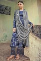 Navy blue Palazzo Suit in Chiffon with Digital print