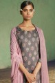 Grey Palazzo Suit in Chiffon with Digital print