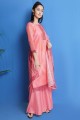 Palazzo Suit in Pink Chanderi silk with Digital print